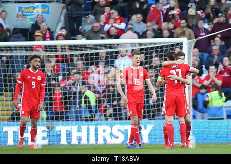 Cardiff, Wales, UK. 24Th Mar 2019. UEFA EURO 2020 Qualificatif, Pays de Galles v France Pays de Galles célébration, utilisez uniquement des nouvelles. Credit : Gareth John/Alamy Live News Banque D'Images