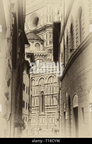 La cathédrale de Florence, officiellement appelée Cathédrale de Sainte Marie de la fleur, dans la Piazza del Duomo, Florence, Toscane, Italie. Banque D'Images