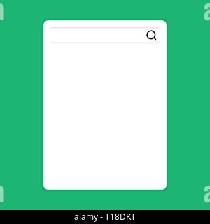 Barre de recherche avec l'icône en forme de loupe photo sur écran blanc vertical blanc Design business copie vide texte espace pour la promotion de site web Annonce Interdiction isolée Illustration de Vecteur