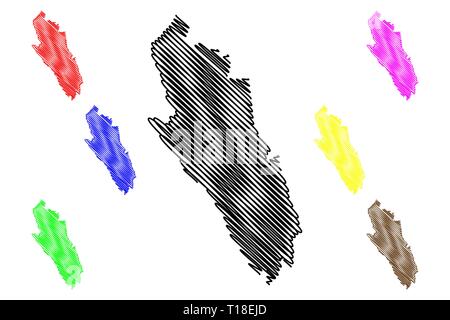 Merthyr Tydfil County Borough (Royaume-Uni, pays de Galles, Cymru, principaux domaines de Galles) map vector illustration gribouillage, croquis Merthyr Tydfil site Illustration de Vecteur