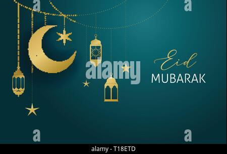 Ramadan kareem banner, cartes de vœux . Lanterne islamique et la lune l'arrière-plan. Vector illustration Illustration de Vecteur