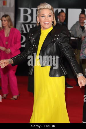 Des BRIT Awards 2019 à l'O2, Peninsula Square, Londres comprend : P !nk, Rose Où : London, Royaume-Uni Quand : 20 février 2019 Source : WENN.com Banque D'Images