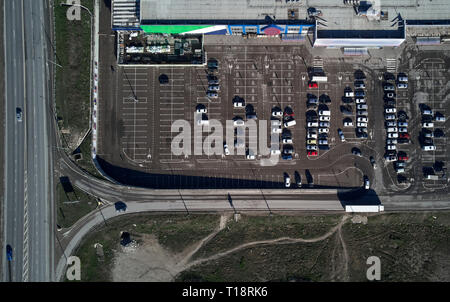 Vue aérienne du parking gratuit Banque D'Images