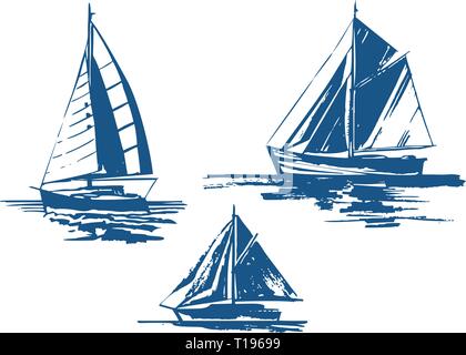 Yachts bundle Illustration de Vecteur