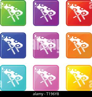 Planche à repasser icons set 9 couleurs Illustration de Vecteur