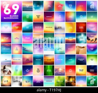 69 Résumé lisse coloré vecteur floue pour milieux avec différentes citations d'amour Illustration de Vecteur