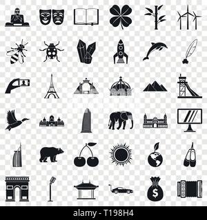 Monde icons set, le style simple Illustration de Vecteur