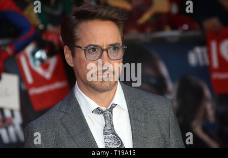 Apr 26, 2016 - Londres, Angleterre, Royaume-Uni - Captain America : Guerre civile European Film Premiere, Vue Westfield - Tapis Rouge photo montre des arrivées : Robert Downey Banque D'Images