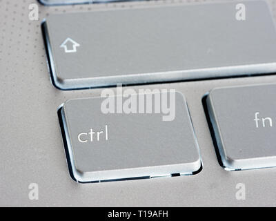 Ctrl - touche de clavier d'ordinateur portable d'argent. Close up Banque D'Images