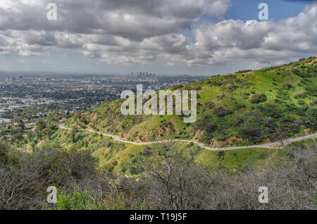 Des sentiers de randonnée dans la région de Runyon Canyon, Los Angeles, CA. Banque D'Images