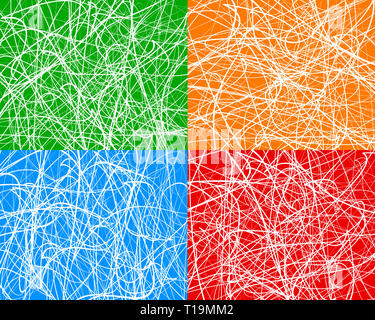 Lignes aléatoires, résumé des lignes ondulées. Vector background. Ensemble de 4 couleurs, avec différentes textures. Banque D'Images