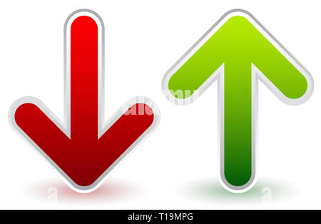 Vecteur Eps 10 Illustration de rouge, vert et le bas des flèches. La croissance, diminuer, augmenter, diminuer. Banque D'Images