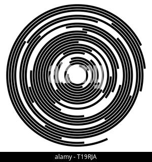 Segments de cercles concentriques, lignes aléatoire suivant une trajectoire circulaire. Banque D'Images