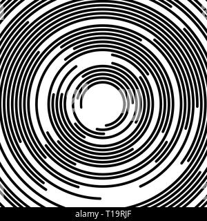Segments de cercles concentriques, lignes aléatoire suivant une trajectoire circulaire. Banque D'Images
