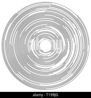 Segments de cercles concentriques, lignes aléatoire suivant une trajectoire circulaire. Banque D'Images