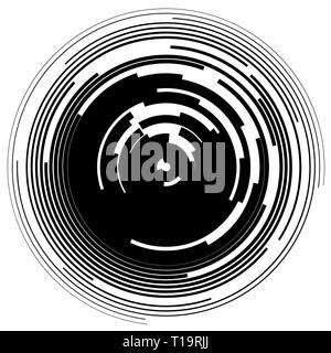 Segments de cercles concentriques, lignes aléatoire suivant une trajectoire circulaire. Banque D'Images