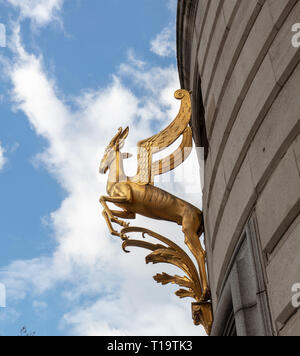 Springbok Monument extérieur sur la Commission d'Afrique du Sud en s'appuyant sur Trafalgar Square, Londres, UKantilope Banque D'Images