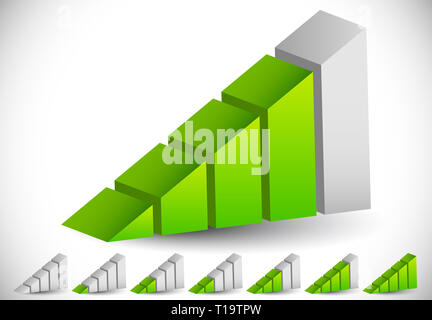 Vecteur Eps 10 Illustration de l'indicateur de puissance du signal 3D Icon Set - Indicateurs de progrès Banque D'Images