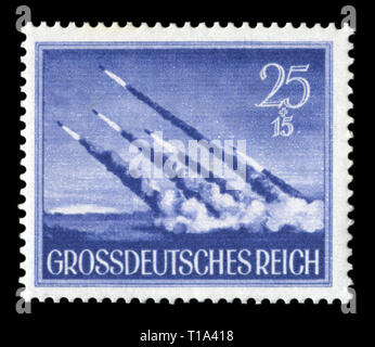 Historique allemand stamp : mortier de roquettes Nebelwerfer. Journée de commémoration des soldats tombés, numéro 1944, Allemagne Banque D'Images