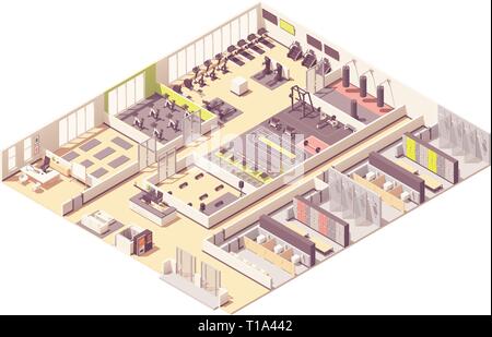 Club de remise en forme isométrique de vecteur ou de l'intérieur de sport Illustration de Vecteur