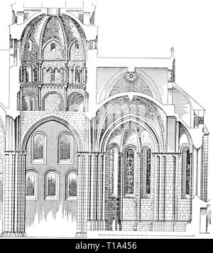 Géographie / historique de voyage, en Allemagne, les villes et les collectivités, Mayence, Églises, cathédrale Saint Martin, vue de l'intérieur, couper, gravure sur bois, après Georg Dehio, fin du 19e siècle, l'artiste n'a pas d'auteur pour être effacé Banque D'Images