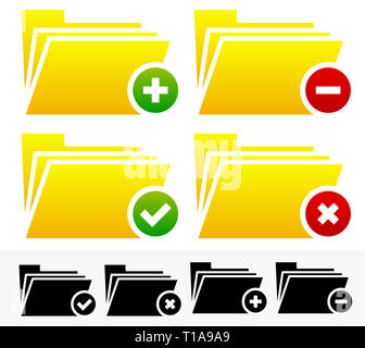 Vecteur Eps 10 Illustration de dossiers avec différents symboles - Icônes de gestion des documents Banque D'Images