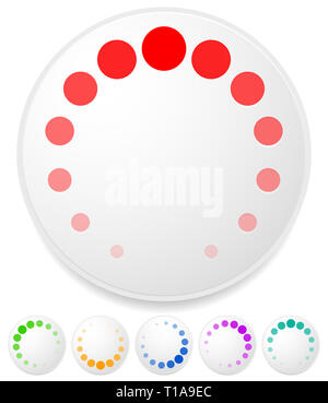 Preloader, symbole de la mémoire tampon. Tourné à différents angles, plusieurs couleurs. Vecteur d'INTERFACE UTILISATEUR Banque D'Images