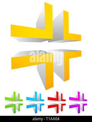 Résumé La croix réticule, graphiques. 3d générique, l'icône de l'élément de conception. 4 couleurs inclus avec le téléchargement Banque D'Images