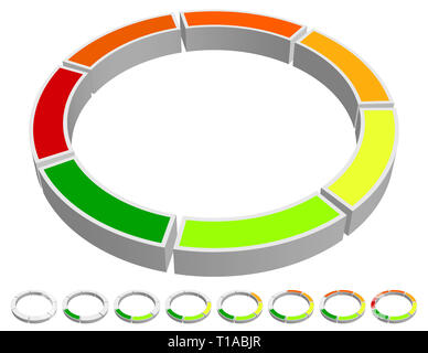 Vecteur Eps 10 Illustration de l'Circular-Circle Indicateur de progression. Graphique, Info graphiques / élément de présentation Banque D'Images