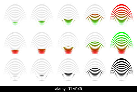 L'intensité du signal, de progrès, indicateur de niveau, Vector illustration. Banque D'Images