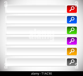 Les boutons des barres de recherche, avec des symboles en verre loupe Banque D'Images