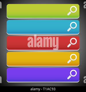 Les boutons des barres de recherche, avec des symboles en verre loupe Banque D'Images