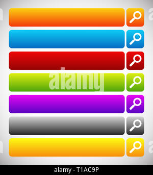 Les boutons des barres de recherche, avec des symboles en verre loupe Banque D'Images