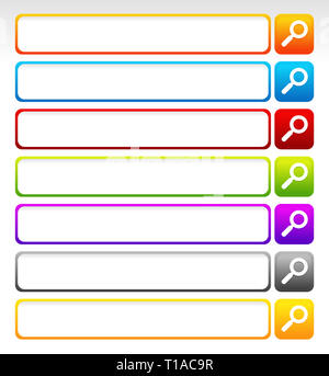 Les boutons des barres de recherche, avec des symboles en verre loupe Banque D'Images