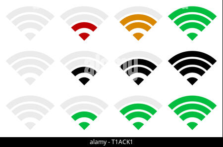 Vector illustration de l'intensité du signal simple indicatosr. Wi-fi, connexion sans fil, l'intensité du signal d'antenne. Banque D'Images