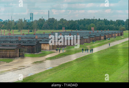 Oswiencim, Pologne - 21 septembre 2019 : le camp de concentration de Birkenau. Caserne de la mort. Camp d'extermination des juifs l'histoire. Banque D'Images