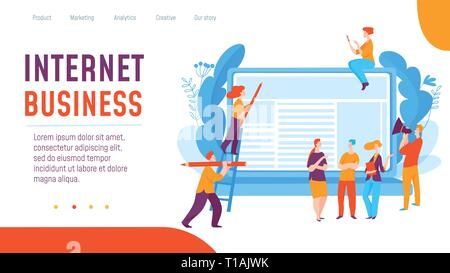 Concept d'affaires internet vecteur illustration créative avec les travailleurs. Illustration de Vecteur