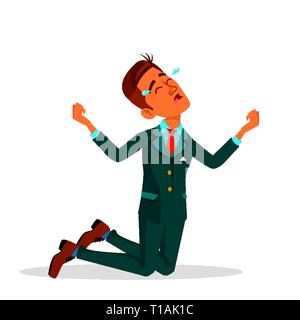 Pleurer Indian Businessman in Suit Vector Illustration Dessin Animé Télévision Illustration de Vecteur