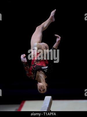 Leah Griesser (Allemagne) vu en action lors de la Coupe du Monde de Gymnastique 2019 à Birmingham dans l'Arène de Genting. Banque D'Images