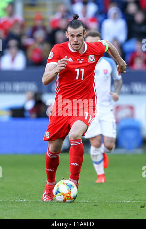 Cardiff, Royaume-Uni. 24Th Mar, 2019. Gareth Bale de Galles au cours de l'UEFA Euro 2020 match de qualification du groupe E entre le Pays de Galle et la Slovaquie au Cardiff City Stadium, Cardiff, Pays de Galles le 24 mars 2019. Photo de Ken d'Étincelles. Usage éditorial uniquement, licence requise pour un usage commercial. Aucune utilisation de pari, de jeux ou d'un seul club/ligue/dvd publications. Credit : UK Sports Photos Ltd/Alamy Live News Banque D'Images