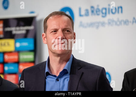 Lyon, France. 25 mars, 2019. Christian PRUDHOMME Directeur du Tour de France Crédit : FRANCK CHAPOLARD/Alamy Live News Banque D'Images