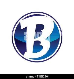 B initials Triple Cercle Lettermark Logo Graphique Symbole vecteur modèle de conception Illustration de Vecteur