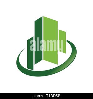Vert émeraude vecteur commercial ville symbole Modèle de conception de logo graphique Illustration de Vecteur