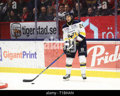 LINKÖPING 20180203 HV:s nr 24 Stefan Elliott sous matchen i SHL mellan Linköpings HC-HV71 Saab j'arena. Foto Jeppe Gustafsson Banque D'Images