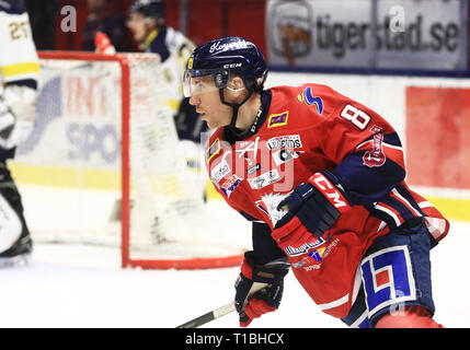 Linköpings LINKÖPING 20180203 nr 8 Derek Roy sous matchen i SHL mellan Linköpings HC-HV71 Saab j'arena. Foto Jeppe Gustafsson Banque D'Images