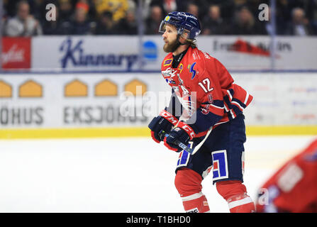 LINKÖPING 20180203 Linköpings n°12 Sebastian Karlsson sous matchen i SHL mellan Linköpings HC-HV71 Saab j'arena. Foto Jeppe Gustafsson Banque D'Images