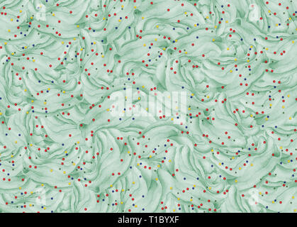 Contexte aquarelle avec gâteau meringue stylisé et décor multicolore. Abstract pattern pour la conception de votre projet. Banque D'Images