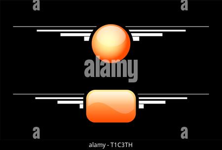 Rond et rectangle vide boutons sur fond noir Illustration de Vecteur