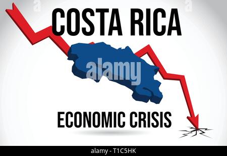 Costa Rica Site Crise financière l'effondrement économique du marché boursier Crise Mondiale Vector Illustration. Illustration de Vecteur