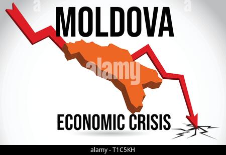 Moldova Site Crise financière l'effondrement économique du marché boursier Crise Mondiale Vector Illustration. Illustration de Vecteur